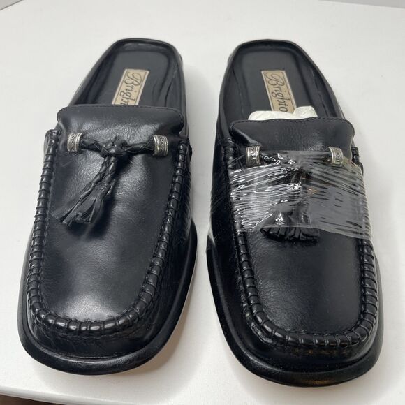 Brighton New Black Tassle Mules Size 8 1/2N - Picture 1 of 11